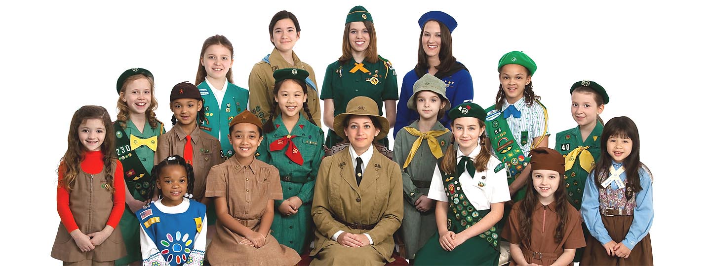 Large group of girl scouts of all ages