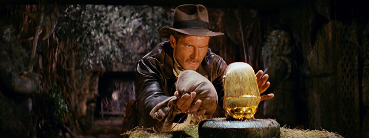 Indiana Jones preparing to steal a golden idol