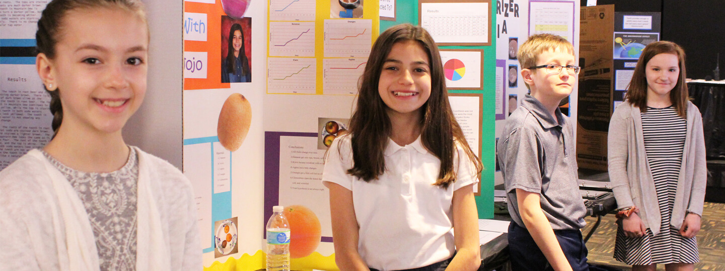 Middle schoolers pose at a student competition